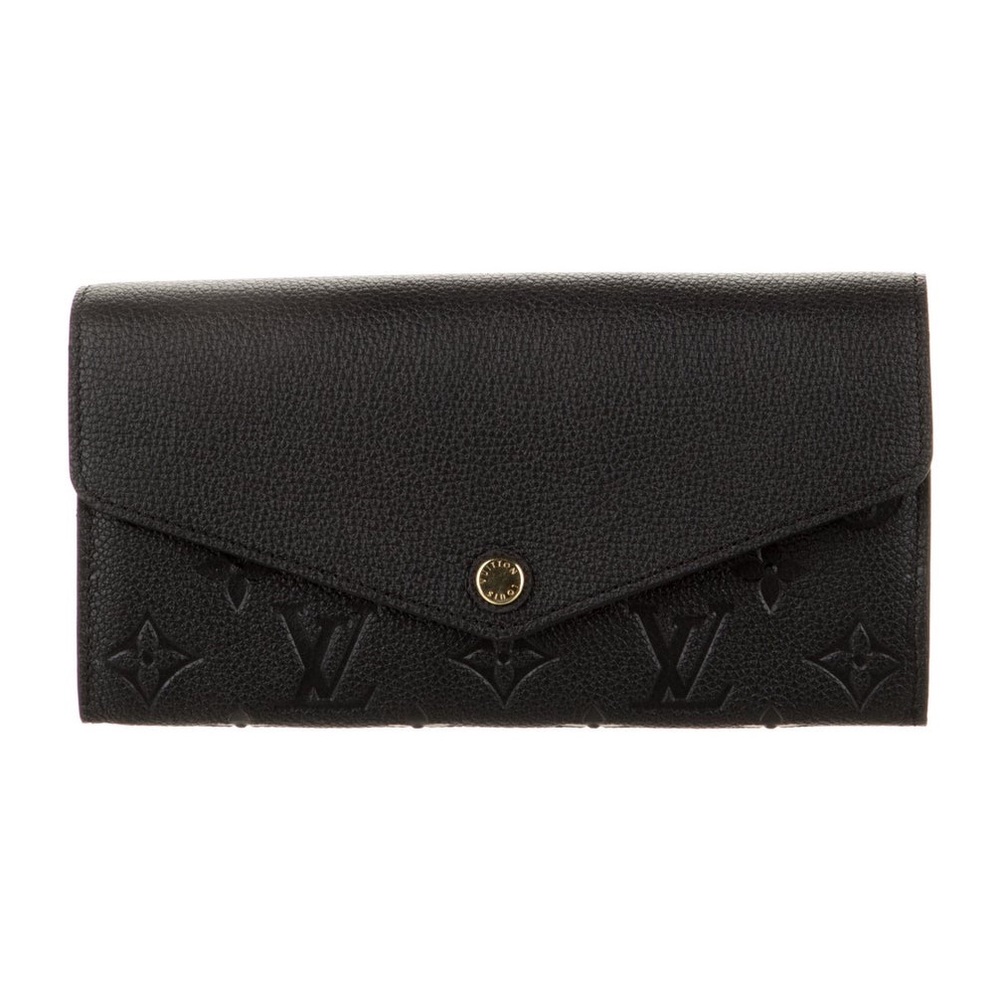 Louis Vuitton Black Wallet with Textured Leather and Flap Closure